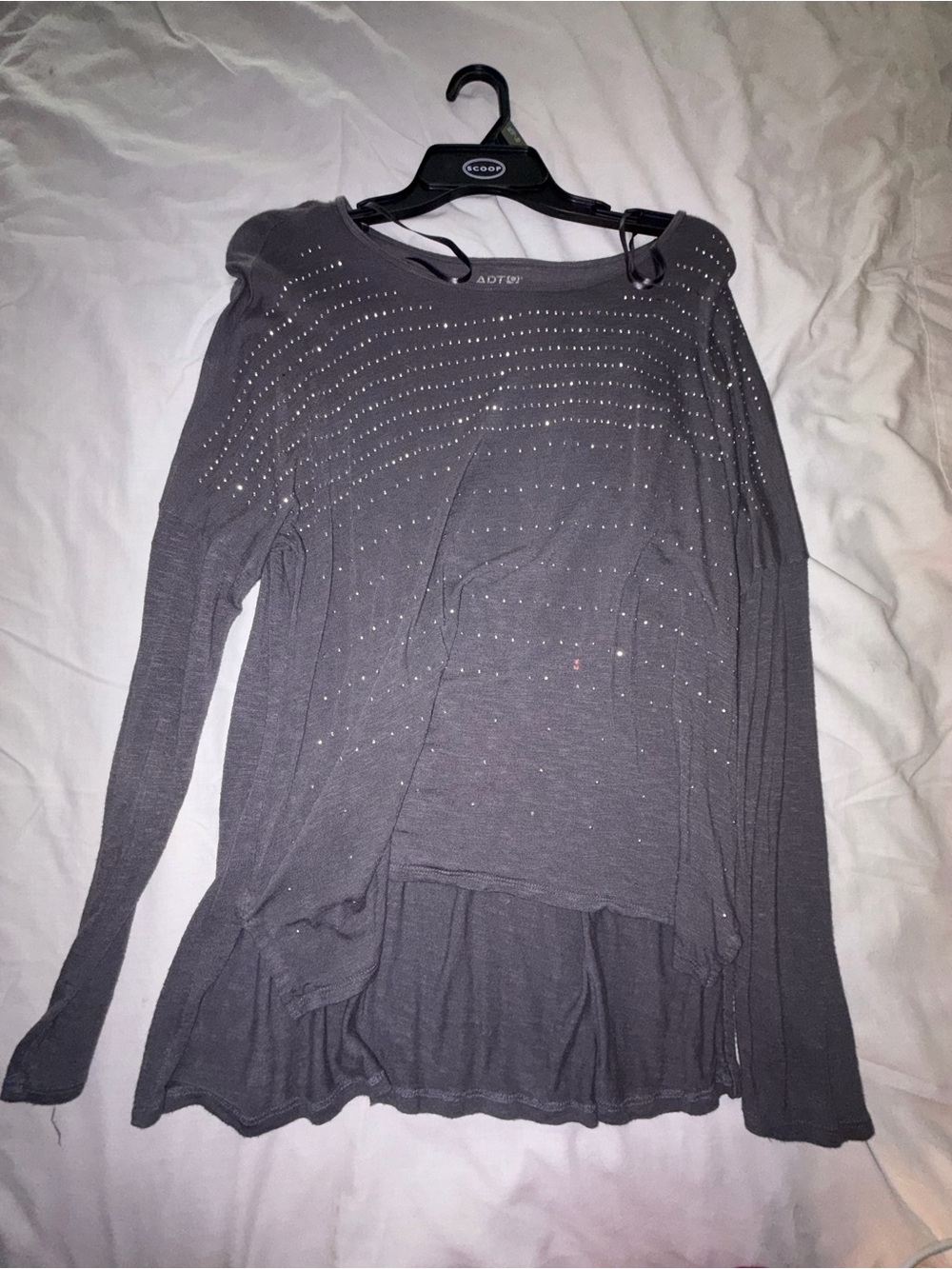 Apt. 9 Charcoal Gray Studded Long-Sleeve Top